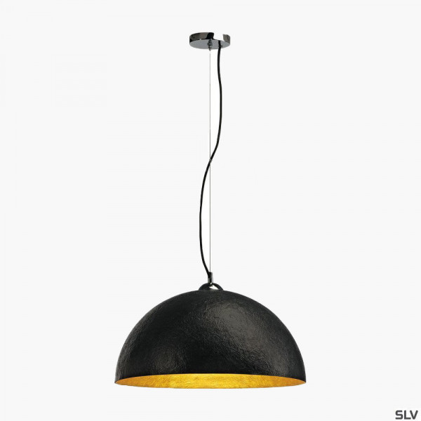 Schwarz goldene Pendelleuchte dimmbar D50 cm