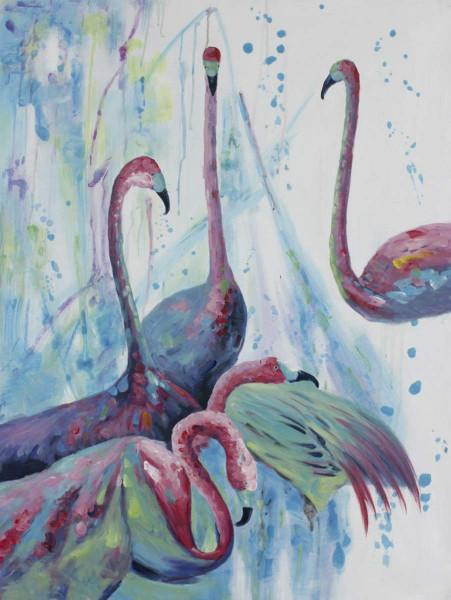 Ölbild: Tierbild Flamingos 75x100