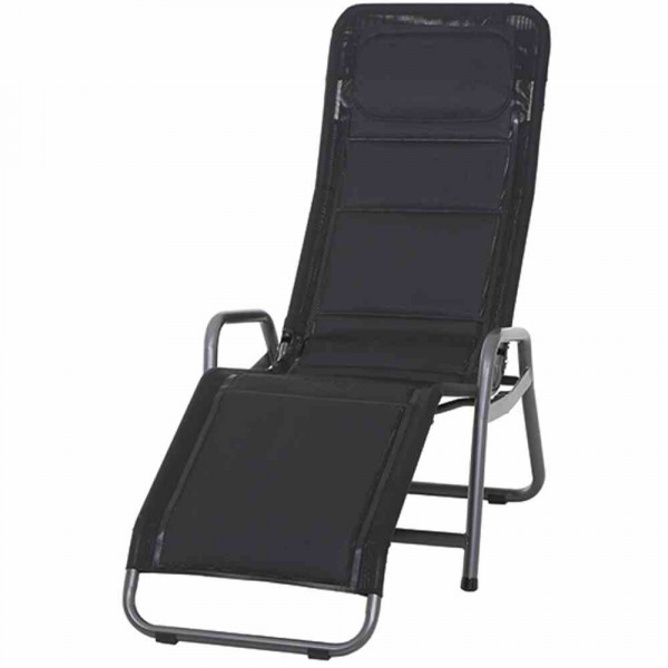 Garten-Liegestuhl gepolstert in Schwarz