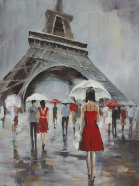 Ölbild: Rot im Regen 90x120