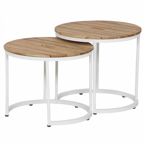 Beistelltisch Baros 2-teilig Weiß-grau