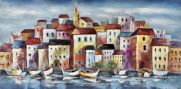 Ölbild Großformat: Gardinio 140x70