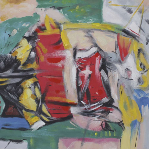 Ölbild: Abstraktion in Rot 80x80