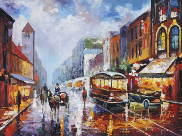 Ölbild: Stadt der Nostalgie 120x90