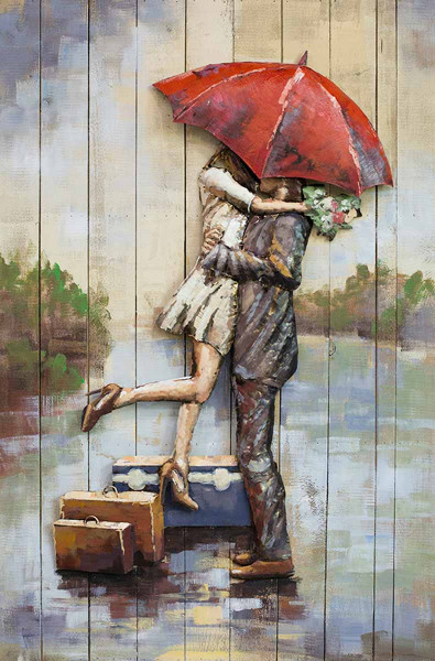 Acryl auf Holz & Metall: Wiedersehen 80x120