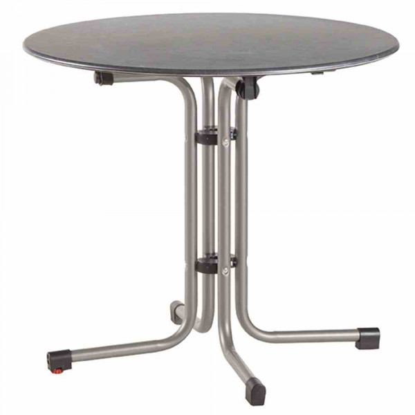 Gartentisch D80 Schiefeoptik Klappbar Silber